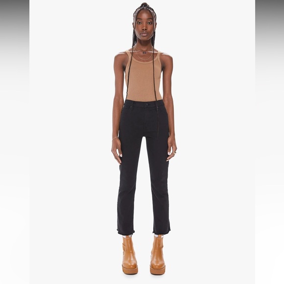 Mother the rescal ankle fray pitch women jeans black size 26